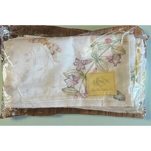 Lenox Butterfly Meadow Set Of 4 Cloth Napkins 19" X 19" New With Tags Off White